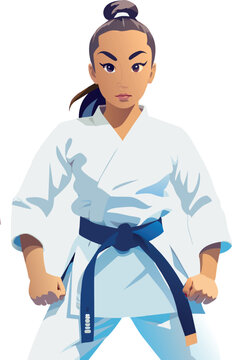 in sports uniform posing women's karateca defense-