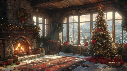 Cozy Christmas Cottage Retreat, generative ai