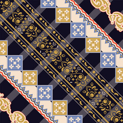 Colorful batik indonesia pattern textile illustration