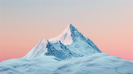Stunning minimalist background of a single mountain against a gradient sky, with a subtle texture adding depth. 3d illustration