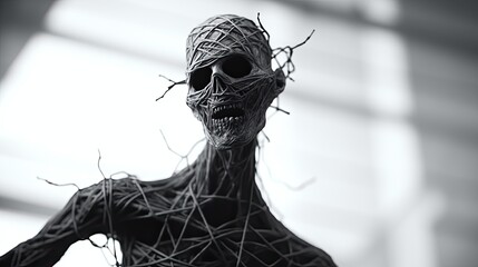 Skeleton. A frightening image of a creepy creature. An evil undead creature from another world. - 796981349