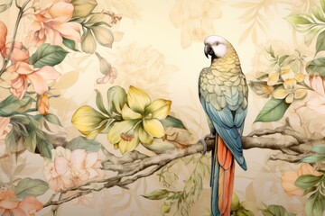 Parrot wallpaper painting animal.