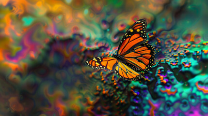 Butterfly flying over vibrant natures