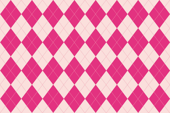 Seamless pink argyle pattern. Diamond shapes background.