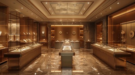 Crafted Elegance: Fine Jewelry Collection in Luxurious Storefront, generative ai