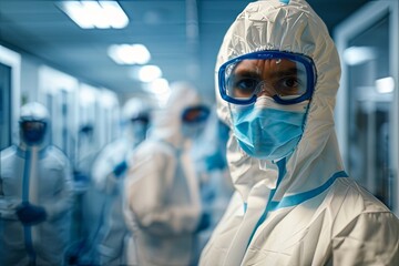 safety protocols and precautions observed in laboratory environments, including scientists wearing protective gear such as lab coats, gloves, and goggles to minimize exposure to hazardous materials - 796983397