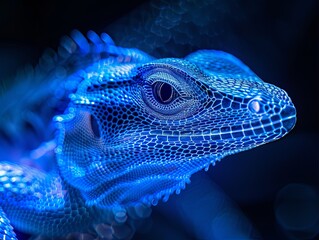 Realistic portrait of an iguana. Close-up of a large herbivorous lizard. Illustration for cover, card, postcard, interior design, banner, poster, brochure or presentation. - 796983537