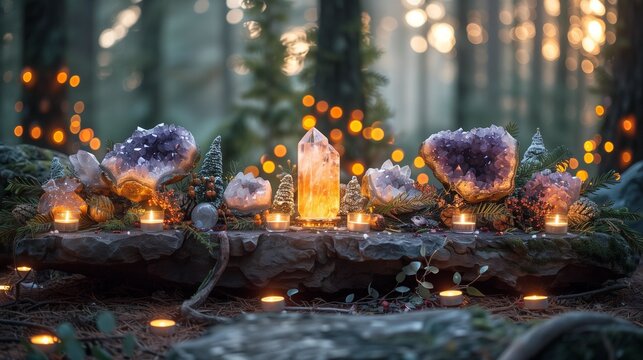 Sacred Winter Solstice Ritual Setting, generative ai
