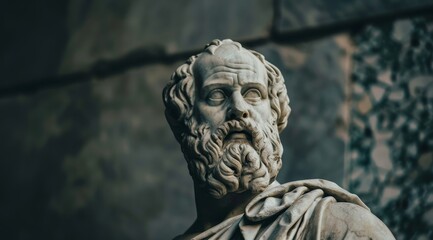 Obraz premium Ancient Philosopher Statue with Intense Expression