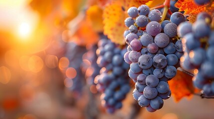 Ripe Grapes at Golden Hour, generative ai