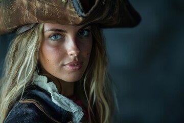 Portrait of a Young Woman in Pirate Costume