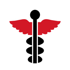 Medical caduceus icon vector graphics element silhouette Healthcare symbol sing isolated illustration on a Transparent Background