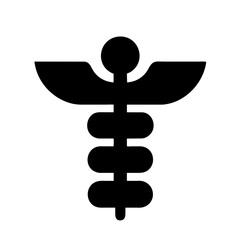 Medical caduceus icon vector graphics element silhouette Healthcare symbol sing isolated illustration on a Transparent Background