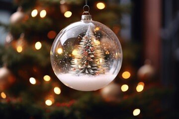 Clear Bauble christmas night tree.