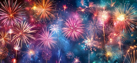 Spectacular Fireworks Display Lighting Up the Night Sky