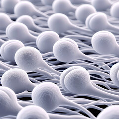 Obraz premium Close-up 3D illustration of human sperm cells, highlighting fertility and reproduction on a microscopic level.