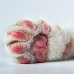 Closeup view of little paw of a cute cat