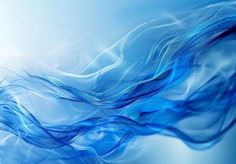 Abstract Blue Waves Flowing Elegantly