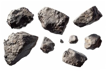 Crushed stones isolated on white background
