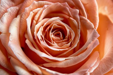 Close-up of a Dew-Kissed Peach Rose