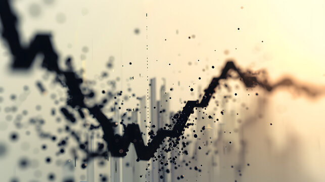 A black arrow soaring on an upward moving scatter plot. with the background showcasing diverse plots and data