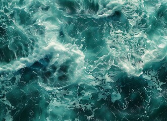 Photo of a rough sea from an aerial view with a top down angle