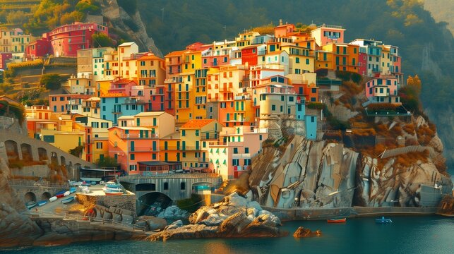 Cascading Colors: Coastal Living in the Mediterranean, generative ai