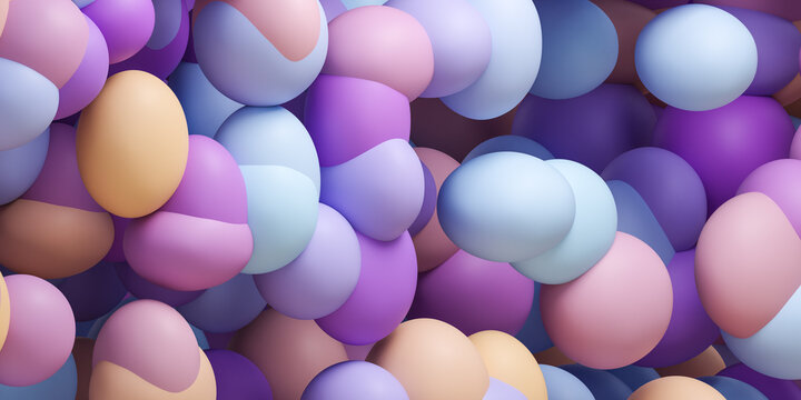 Floating bunch of colorful balloons in the air 3d render illustration