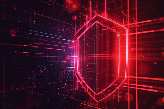 Experiment with different line styles and angles to create a visually striking image of a cybersecurity shield