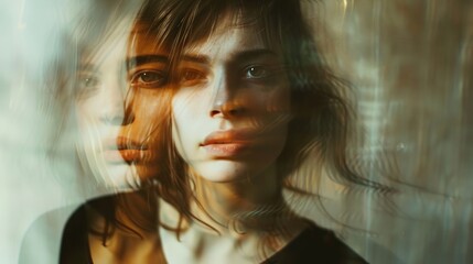 young woman portrait kaleidoscope effect