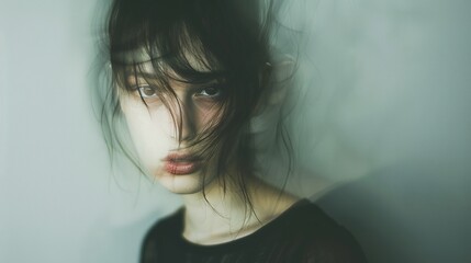 young woman portrait kaleidoscope effect