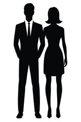 Vector silhouettes of man and woman isolated on white background