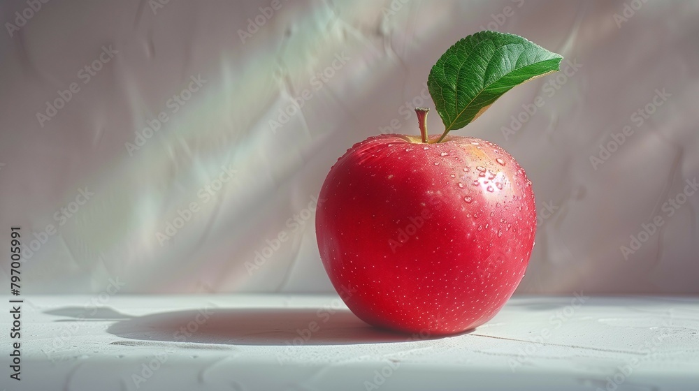 Wall mural Single Apple Standing Out on White, generative ai