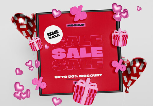 Frame with Decorations for Sale Day Mockup 