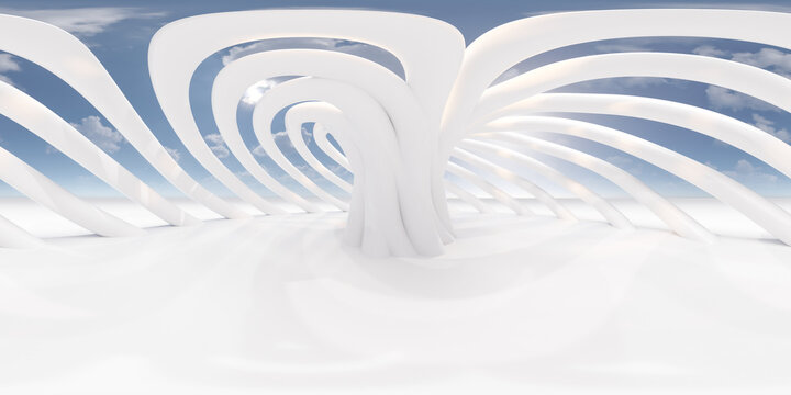 Large white object in blue sky 360 panorama vr environment map