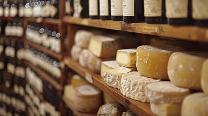 Fototapeta premium Uncover the secrets behind a vintage wine collection and the art of cheese aging.