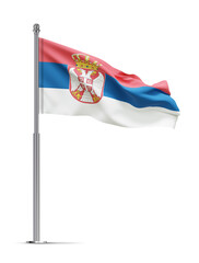 Flag of Serbia isolated on white background. 3d-rendering