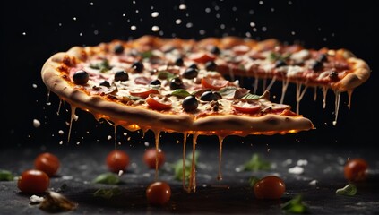 Delicious traditional pizza with cherry tomatoes, mozzarella cheese and fresh oregano.