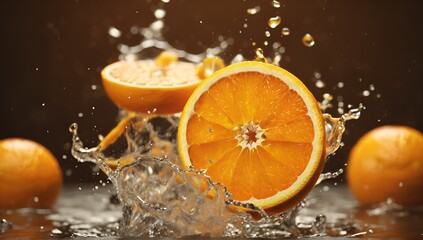 oranges and water splashes.