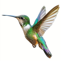 Beauty colorful hummingbird isolated on a white background