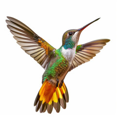 Colorful hummingbird isolated on a white background