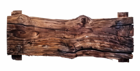 Dark wood banner isolated on a white background