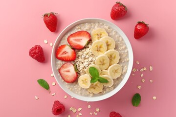 Nut and fruit staples in breakfasts feature health-boosting flaxseed in bowls of wheat, complemented by milk, honey, and trending apple additions.
