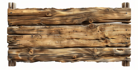 Wood old banner isolated on a white background