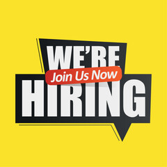 We Are Hiring Join Our Team Poster Or Banner With Yellow Background Stock Illustration