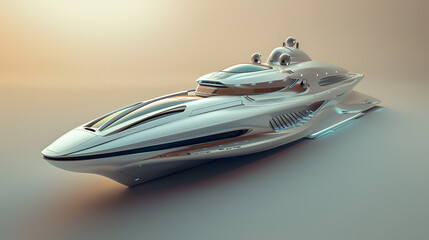 Futuristic Realistic Yacht Technology Concept Future Yacht Aspect 16:9