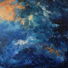 Fototapeta na wymiar Galactic Dreams Oil-Painted Space Odyssey