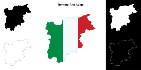 Trentino-Alto Adige blank outline map set
