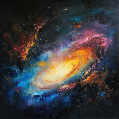 Obraz premium Galactic Dreams Oil-Painted Space Odyssey