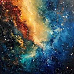 Fototapeta premium Galactic Dreams Oil-Painted Space Odyssey